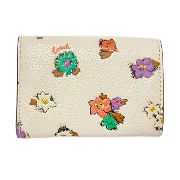 Auth COACH Origami Wallet with Floral Print C4200 White Green Multi Leather - - Picture 5 of 5